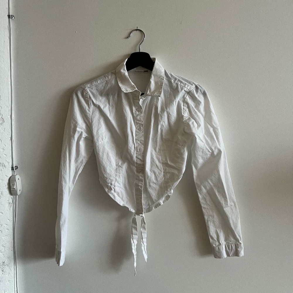 White crop chemise with tie detail